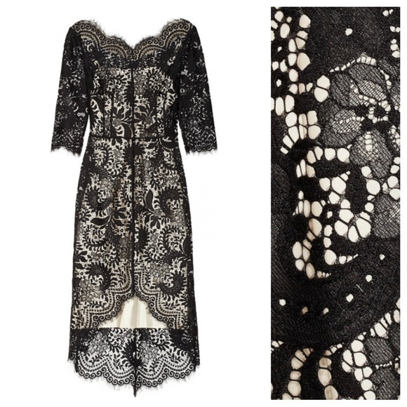 NWT. LOVER Black Lace Horizon Lace Dress with Visible Ecru Lining. Size 10. - Picture 6 of 12